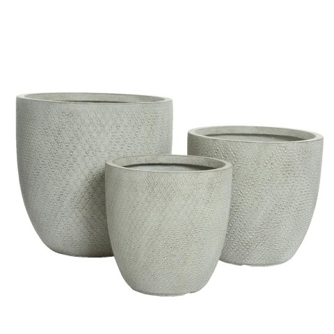 SET 3 VASI LIGHT GREY H43